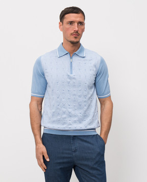 Castangia dal 1850 Blue polo shirt with pattern CA06E23