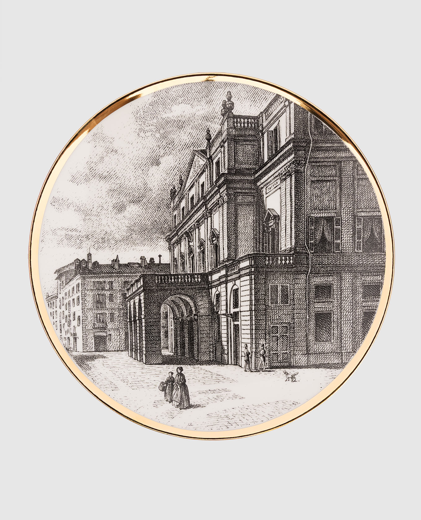 

Decorative wall plate made of porcelain Teatro Alla Scala Fornasetti, Black