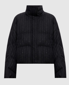 Brunello Cucinelli Grey down jacket with striped wool MG5767484
