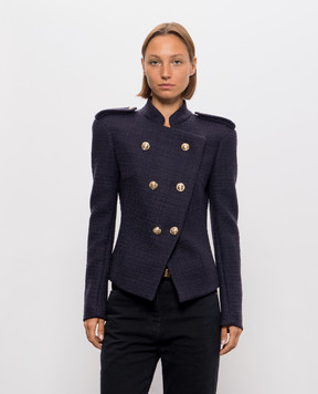 Balmain Purple double-breasted wool tweed jacket JA0000000059