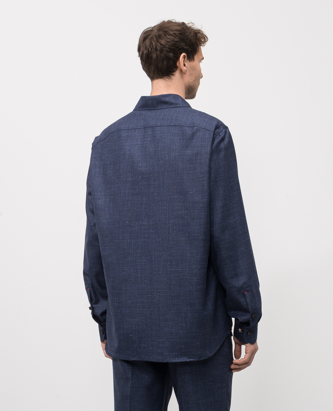 Blue shirt made of wool, cashmere, silk and linen ISAIA 4