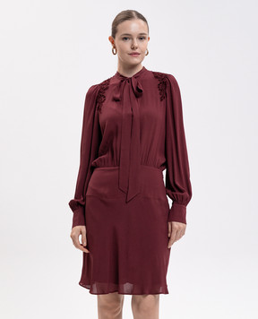 Twinset Burgundy dress with ascot collar 262TT2460