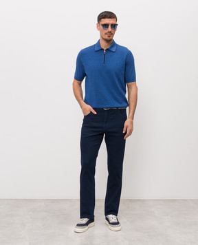 Stefano Ricci Blue silk polo shirt K616452P31F26117