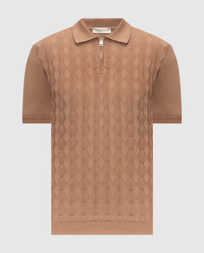 Cashmere&Whiskey Brown polo shirt with textured pattern M54268011