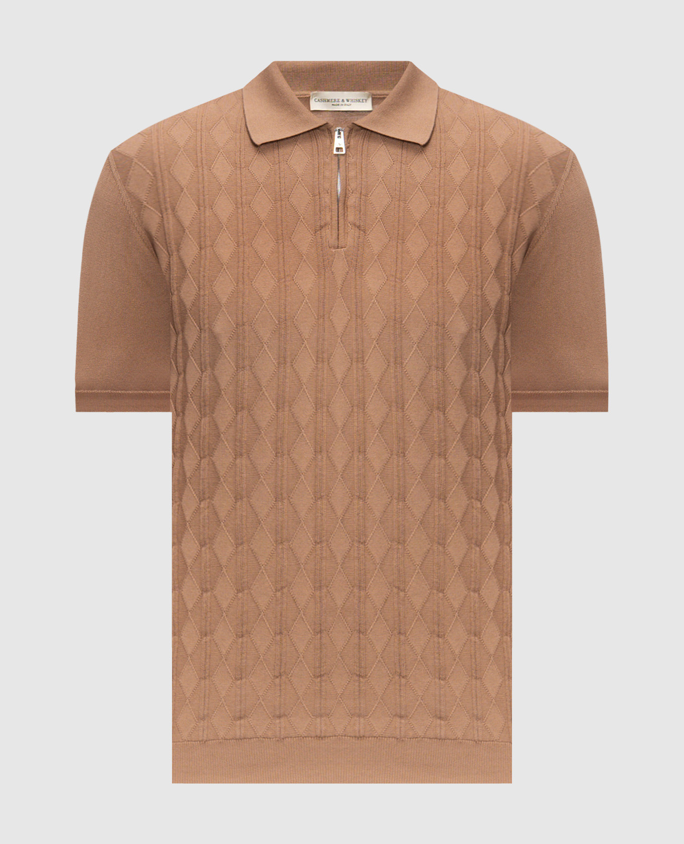 Brown polo shirt with textured pattern