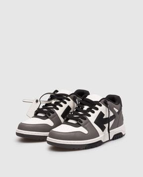 Off-White Out Of Office grey leather sneakers with logo OMIA189C99LEA013