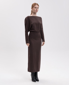 Simkhai Janese brown one-shoulder wool midi dress 5241015K