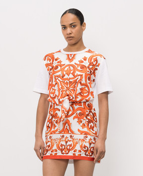 Dolce&Gabbana Mini dress with silk in branded print F8W65TGDDT0
