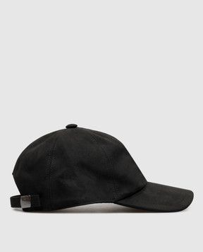 CAPOBIANCO Black cap with logo engraving 21MC1MN00