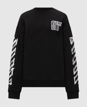 Off-White Black sweatshirt with contrast print 44MBA054F26F007
