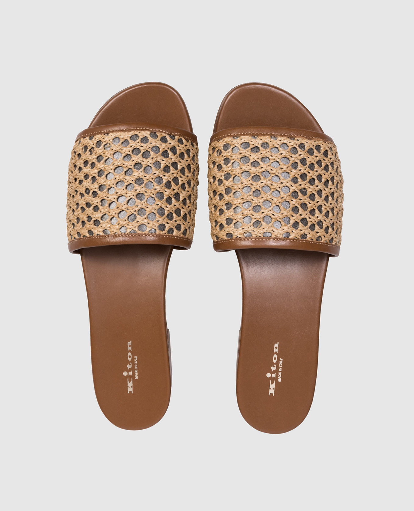 

Brown flip-flops with weaving Kiton