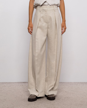 Brunello Cucinelli Beige wool and cashmere pants MB162P9307
