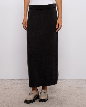 Peserico Dark brown wool, silk and cashmere skirt A95033F07K09283