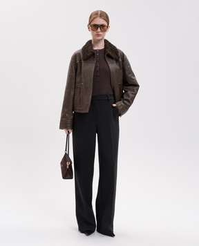 Simkhai Mel brown leather jacket with fur 5266020DL
