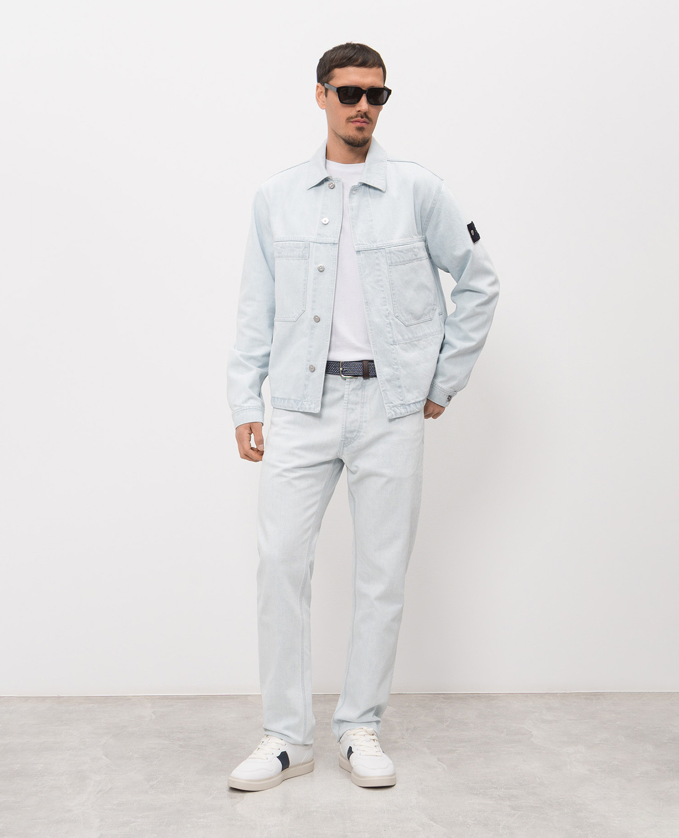 

Blue jeans with logo patch Stone Island, Light blue