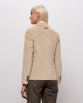 Peserico Beige double-breasted corduroy jacket with lurex S0140101577