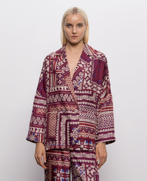 Momoni Sandia Bis burgundy double-breasted silk jacket MOJA02001MO
