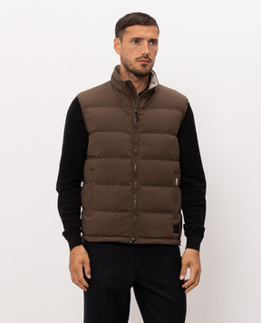 Stefano Ricci Brown down vest with logo patch MDJ6300280519V