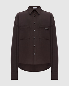Brunello Cucinelli Brown shirt with wool MPW07NB206