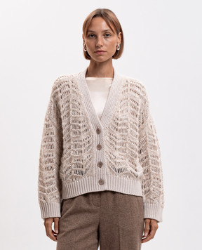 Peserico Beige openwork cardigan with alpaca wool A99217F03E9243