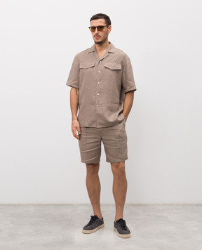 ISAIA Brown linen shorts PNC021P9110