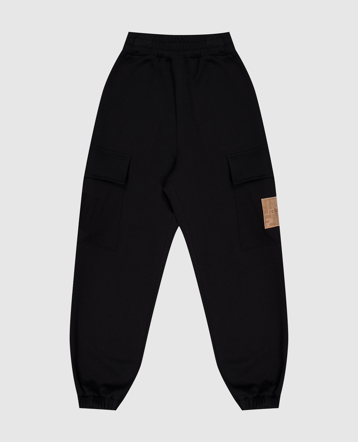 Kids' black cargo joggers with patch