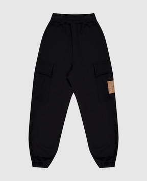 Fendi Kids' black cargo joggers with patch JUF1715V0