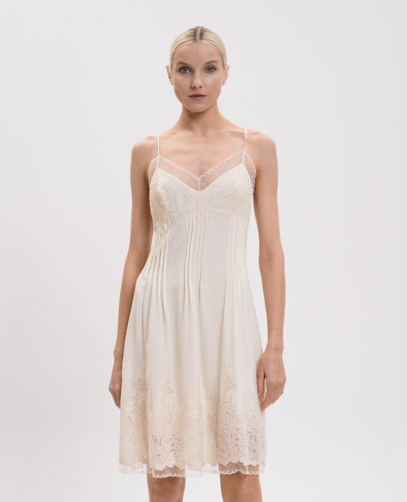 Beige silk dress with lace Ermanno Scervino 3