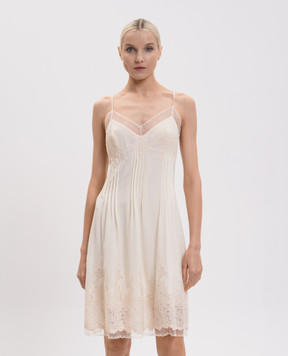 Ermanno Scervino Beige silk dress with lace D482Q321APVKX