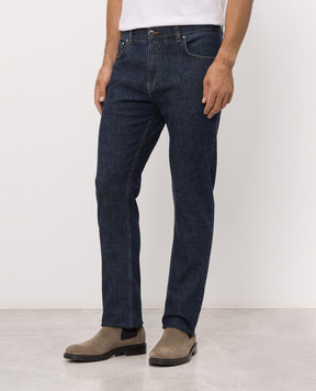 ISAIA Blue jeans with logo patch PND002DJ140