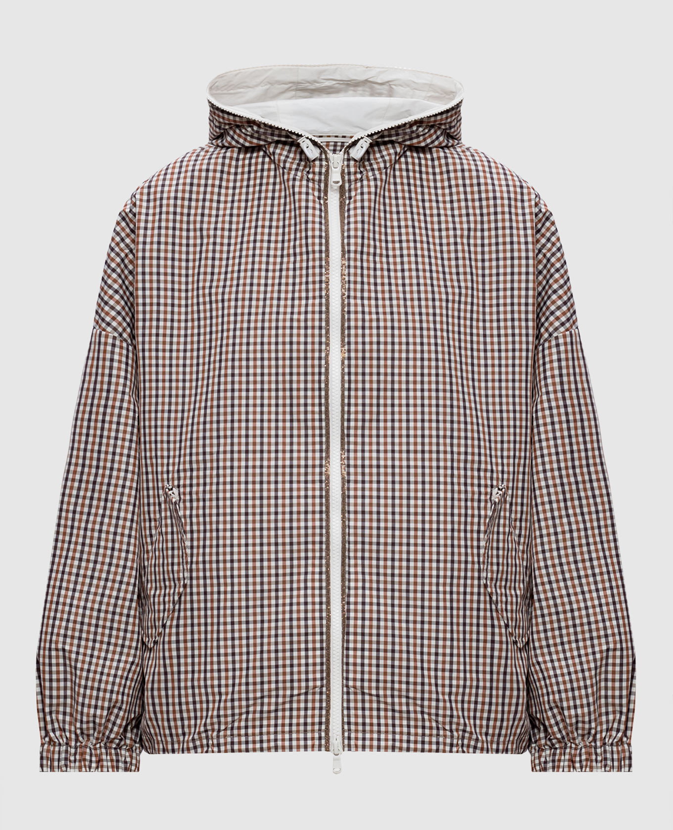 

Brown checkered windbreaker Brunello Cucinelli