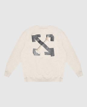 Off-White Children's beige melange sweatshirt with print 44BBA001F26F00B
