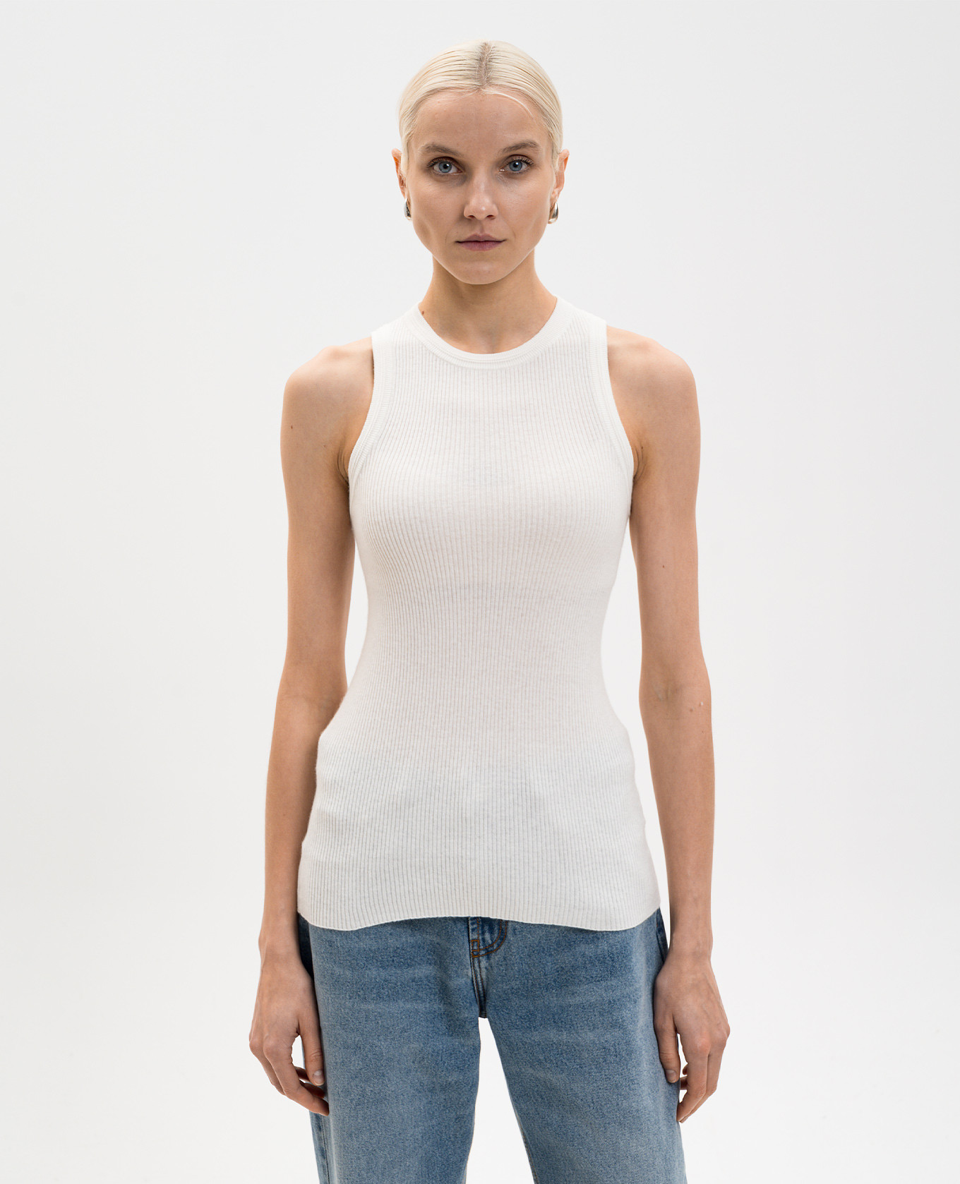 

Amya white ribbed cashmere top LISA YANG