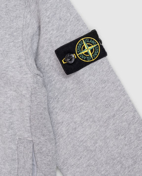 Stone Island Children's gray insulated hoodie with logo patch L2S166100004S0M2014