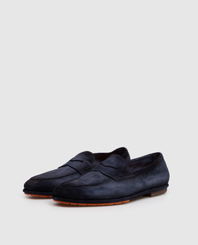Santoni Blue nubuck loafers with gradient effect MCNG19298SI6SEAA