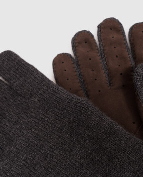 Brunello Cucinelli Gray cashmere and suede gloves M2292118