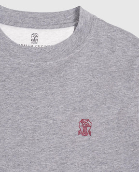 Brunello Cucinelli Children's gray T-shirt with embroidered emblem B0B13T704C