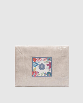 TESSITURA TOSCANA TELERIE Beige linen tablecloth and napkin set TIZIANO NT120009080267