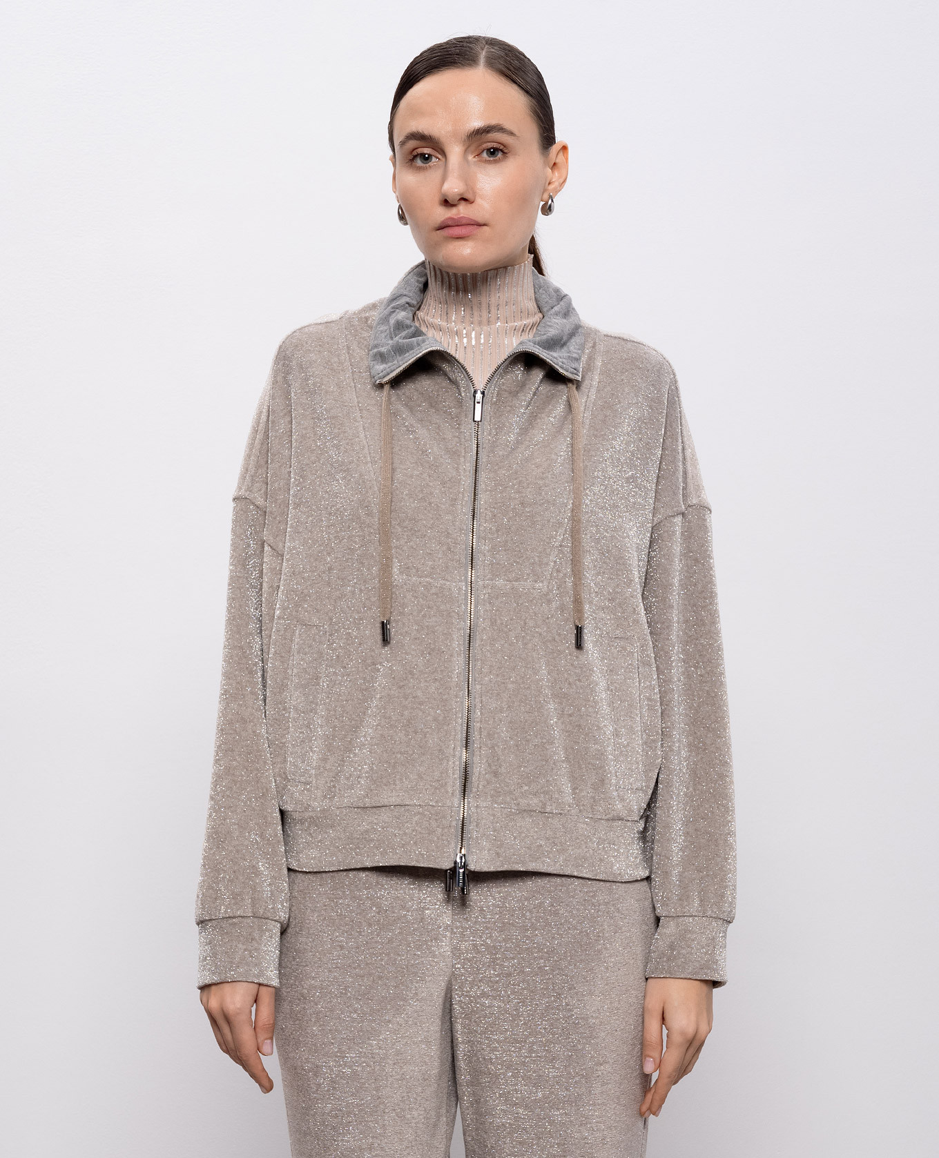 

Beige velour sports jacket with lurex Peserico