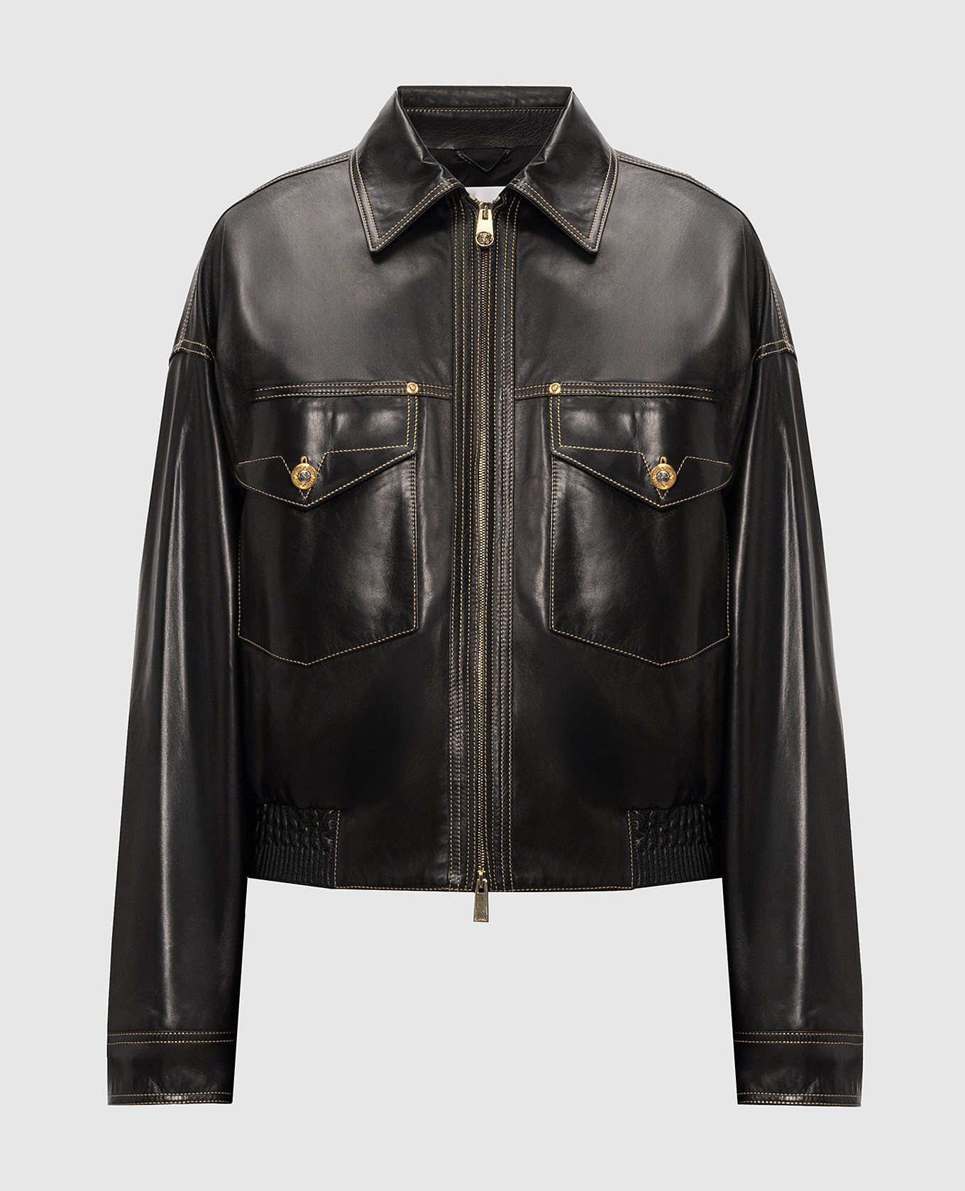 Black leather jacket Versace