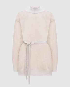 Twinset Ivory openwork sweater with belt 262TP3342