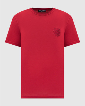 Dolce&Gabbana Red T-shirt with monogram patch G8TQ8ZG7QNN