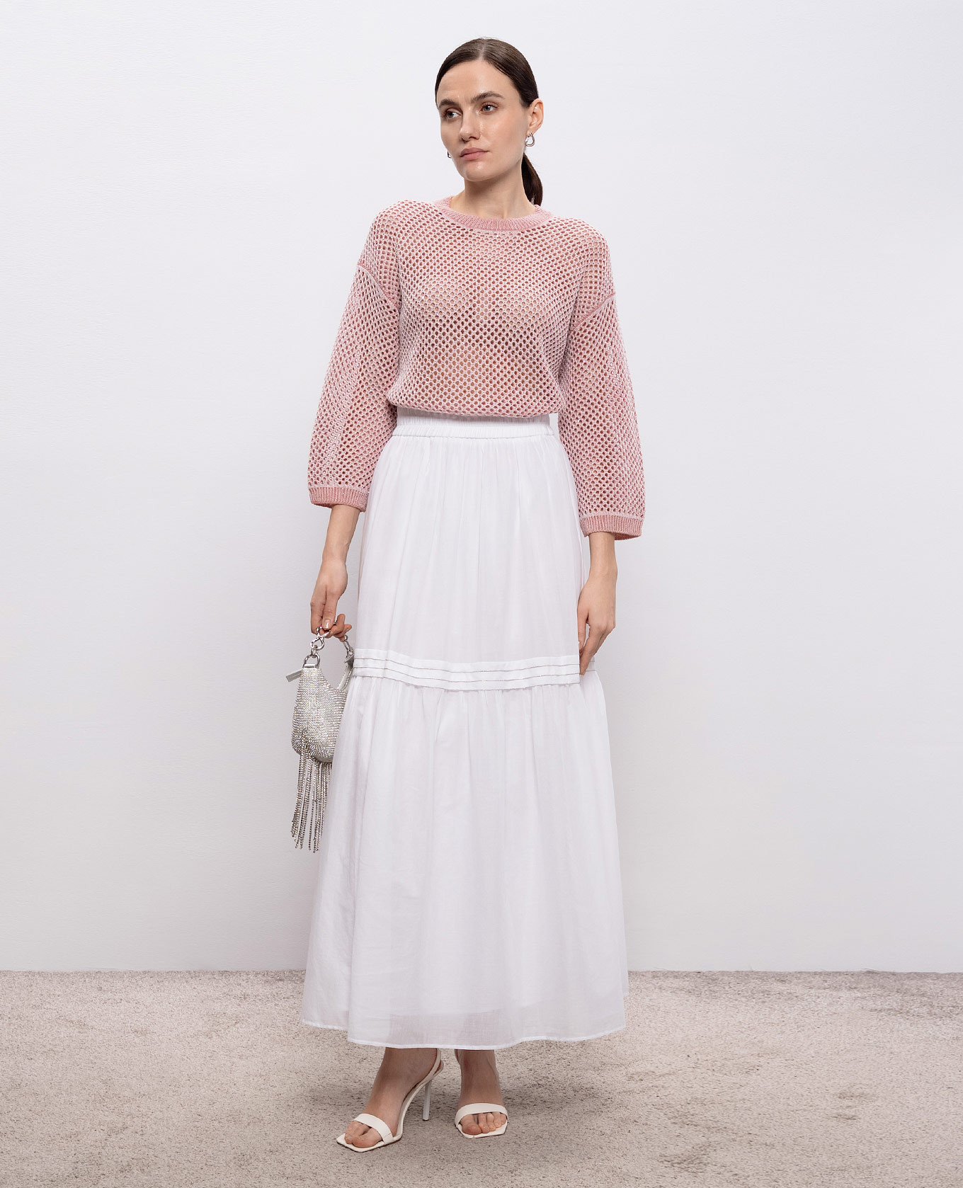 

Pink openwork jumper with linen Peserico