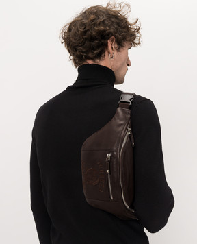 Iceberg Brown leather belt bag with embroidery 72056851
