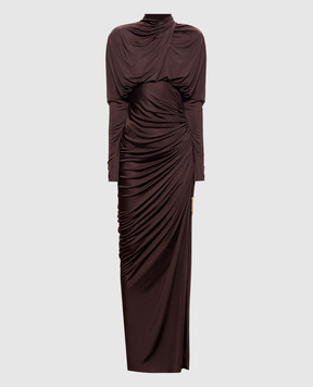 Balmain Brown maxi dress with drape DR0000000082