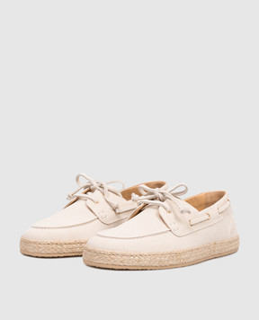 Brunello Cucinelli Ivory suede topsiders MPUSOLI658