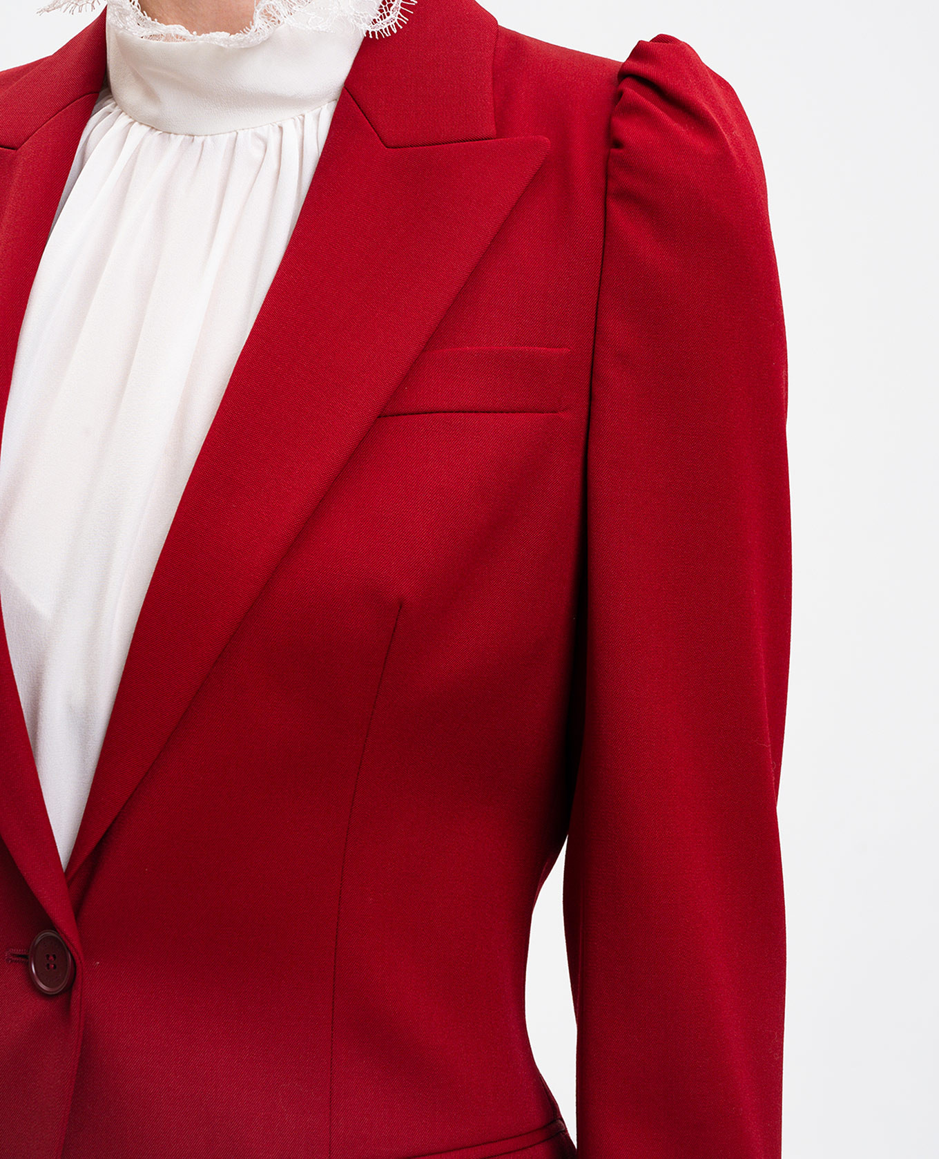Red wool jacket with accent shoulders Alexander McQueen 5