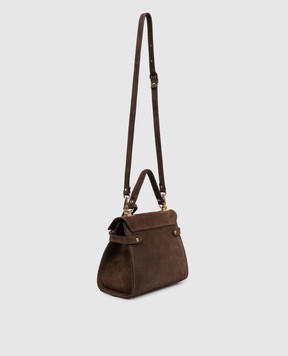 Gianni Notaro Brown suede satchel bag SUEDE with pendant 099SUEDEORO