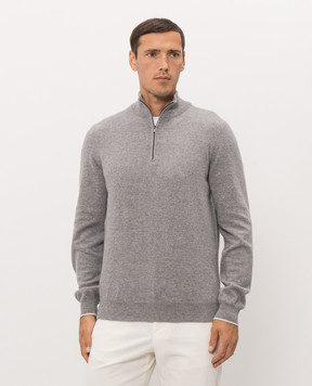 Peserico Grey wool and cashmere jumper with zip R59531F129V470