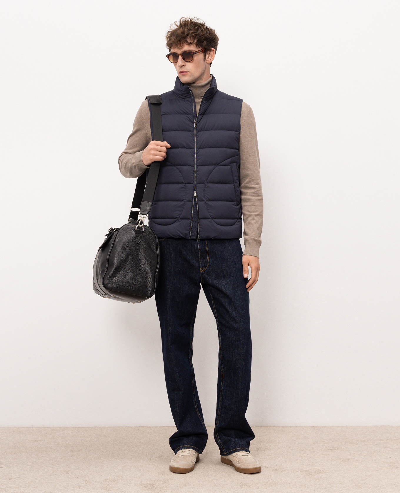 

Blue down vest with logo Herno